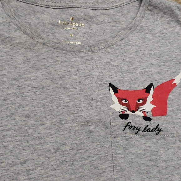 Kate Spade Gray Foxy Lady Tee Shirt - Picture 2 of 4